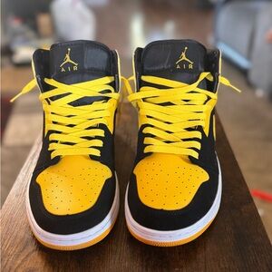 Jordan Black and Yellow Sneakers